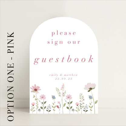Ditsy Floral Wedding Guestbook Sign - Arched or Rectangle – Personalised Sign, Custom Sign, Luxury Sign – Made to order & designed in the UK