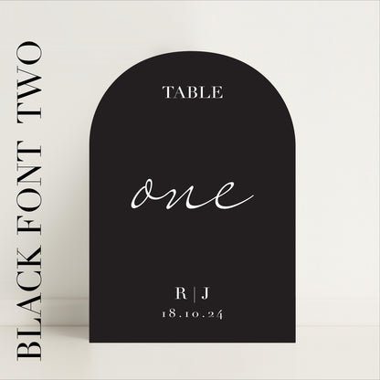 Minimalist Arched Table Numbers Wedding Sign – Luxury Signs, Wedding Signs, Custom Sign, Personalised – Made to order & designed in the UK