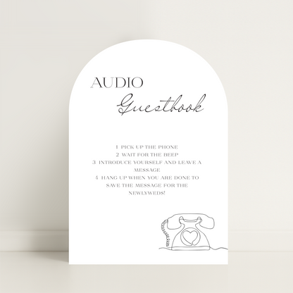 Minimalist Audio Guestbook Arched Wedding Sign – Wedding Sign, Custom Sign, Luxury Sign, Wedding details – Made to order & designed in the UK