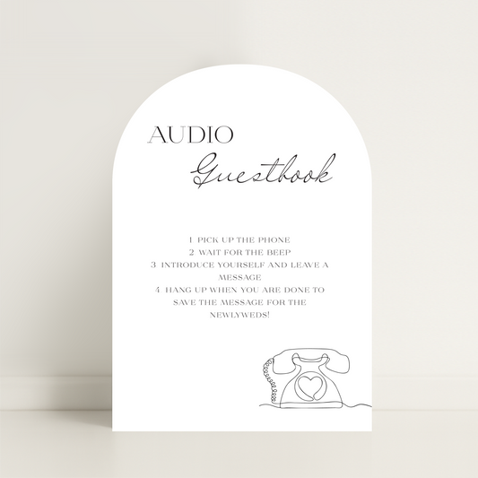 Minimalist Audio Guestbook Arched Wedding Sign – Wedding Sign, Custom Sign, Luxury Sign, Wedding details – Made to order & designed in the UK