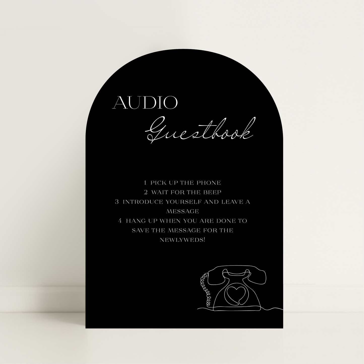 Minimalist Audio Guestbook Arched Wedding Sign – Wedding Sign, Custom Sign, Luxury Sign, Wedding details – Made to order & designed in the UK