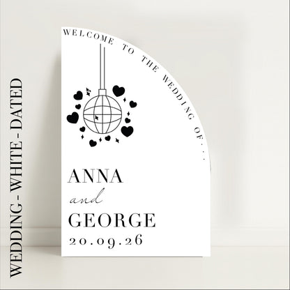 Disco Ball Wedding Welcome Sign - Evening Reception, Wedding Sign, Luxury Signs, Personalised Signs - Made to order & designed in the UK