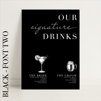 Minimalist Wedding Bar Sign – Wedding Sign, Custom Sign, Luxury Sign, Signature drinks, Wedding details – Made to order & designed in the UK