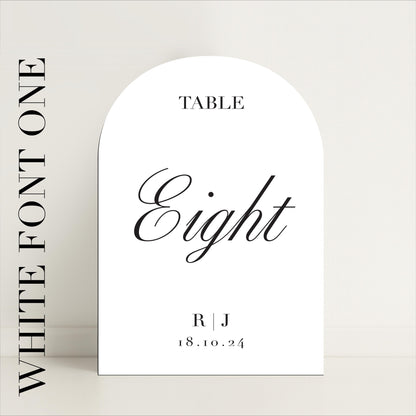 Minimalist Arched Table Numbers Wedding Sign – Luxury Signs, Wedding Signs, Custom Sign, Personalised – Made to order & designed in the UK