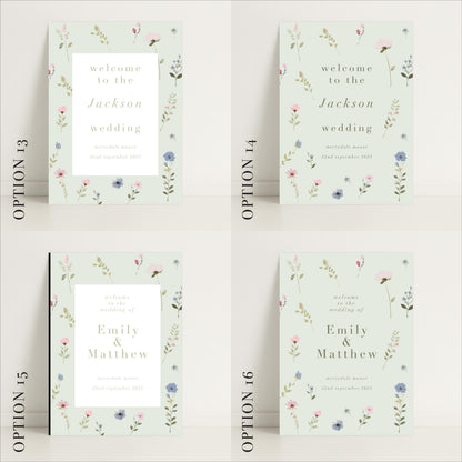 Ditsy Floral Wedding Day Welcome Sign – Personalsied, Wedding Sign, Luxury, Pastels, Wedding Trends - Made to order & designed in the UK