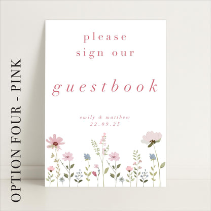 Ditsy Floral Wedding Guestbook Sign - Arched or Rectangle – Personalised Sign, Custom Sign, Luxury Sign – Made to order & designed in the UK