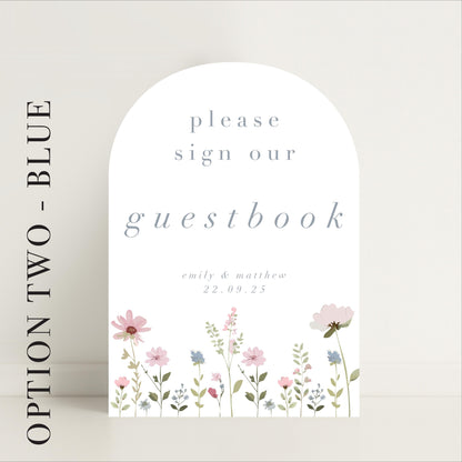 Ditsy Floral Wedding Guestbook Sign - Arched or Rectangle – Personalised Sign, Custom Sign, Luxury Sign – Made to order & designed in the UK