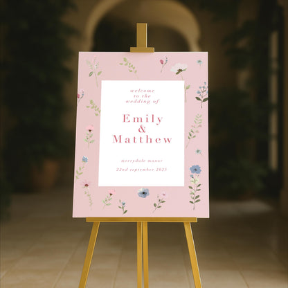 Ditsy Floral Wedding Day Welcome Sign – Personalsied, Wedding Sign, Luxury, Pastels, Wedding Trends - Made to order & designed in the UK