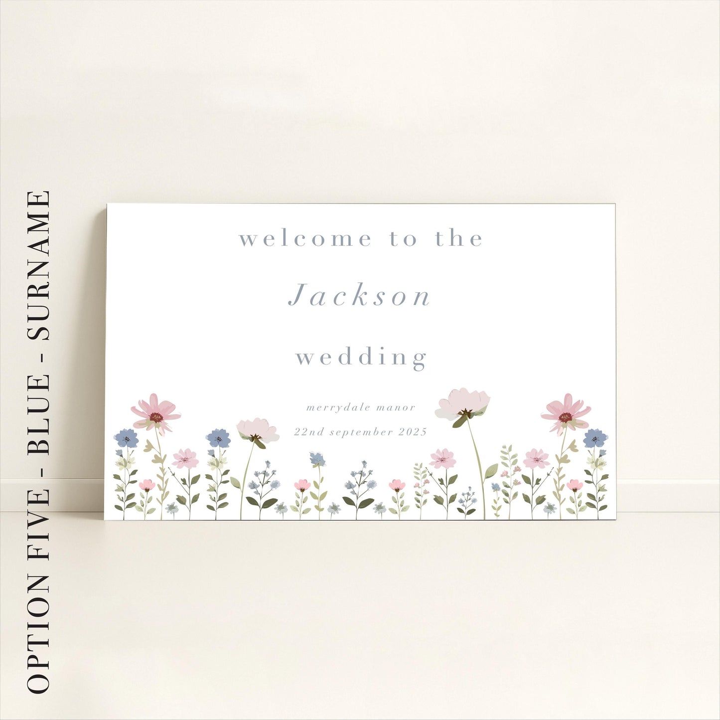 Ditsy Floral Wedding Day Welcome Sign Landscape - Wedding Sign, Luxury, Pastel Wedding, Wedding Trends - Made to order & designed in the UK