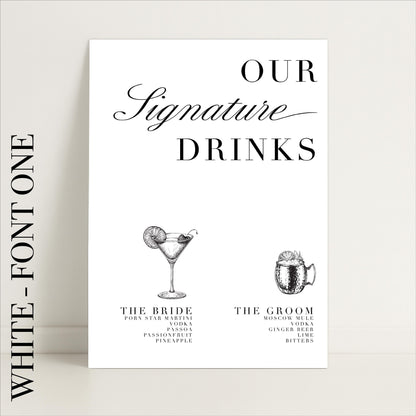 Minimalist Wedding Bar Sign – Wedding Sign, Custom Sign, Luxury Sign, Signature drinks, Wedding details – Made to order & designed in the UK