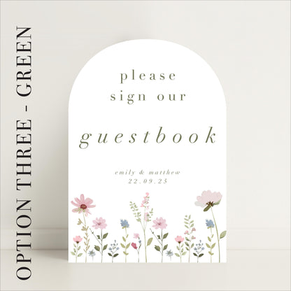 Ditsy Floral Wedding Guestbook Sign - Arched or Rectangle – Personalised Sign, Custom Sign, Luxury Sign – Made to order & designed in the UK