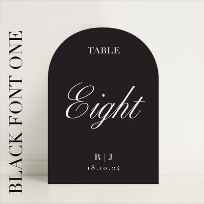 Minimalist Arched Table Numbers Wedding Sign – Luxury Signs, Wedding Signs, Custom Sign, Personalised – Made to order & designed in the UK